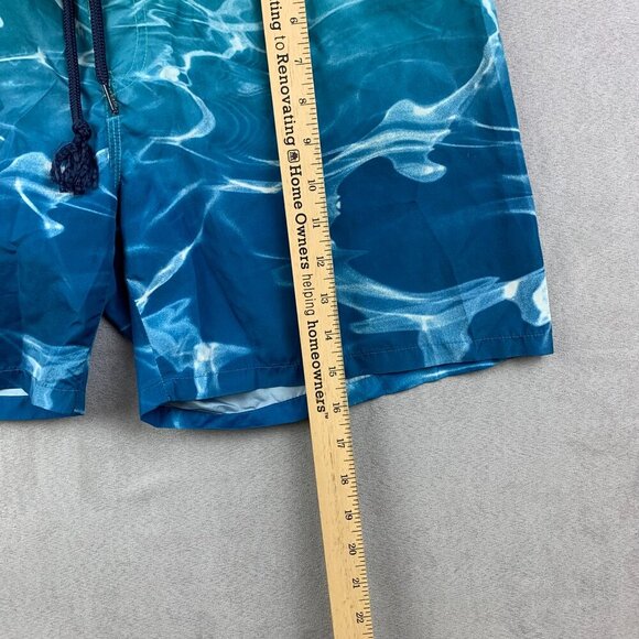Diesel Mens Swim Trunks Large Blue Water Waves Shorts 5.5" Mesh Lined Above Knee - Picture 5 of 8